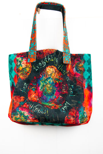 Large Velvet Shopper: Poppy