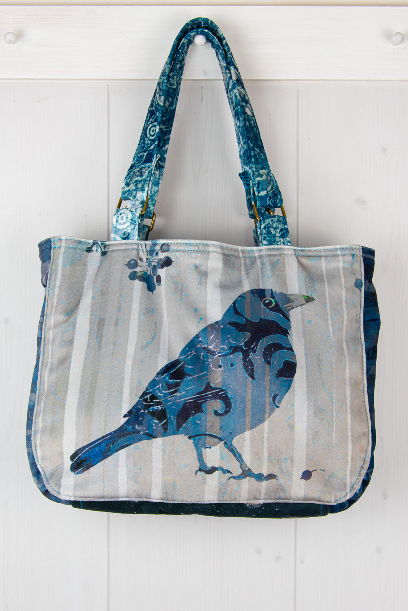 Mini Velvet Shopper: Blackbird In Blues