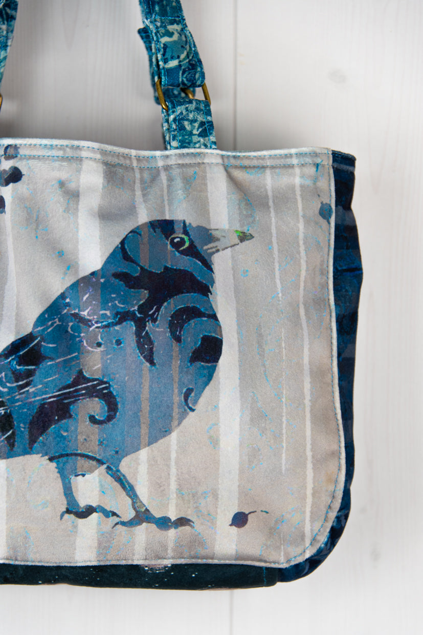 Mini Velvet Shopper: Blackbird In Blues