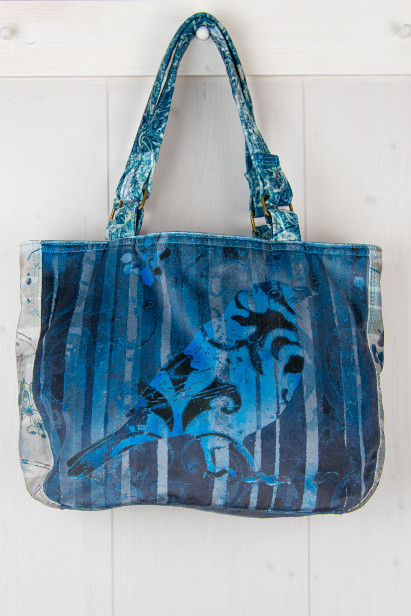 Mini Velvet Shopper: Blackbird In Blues