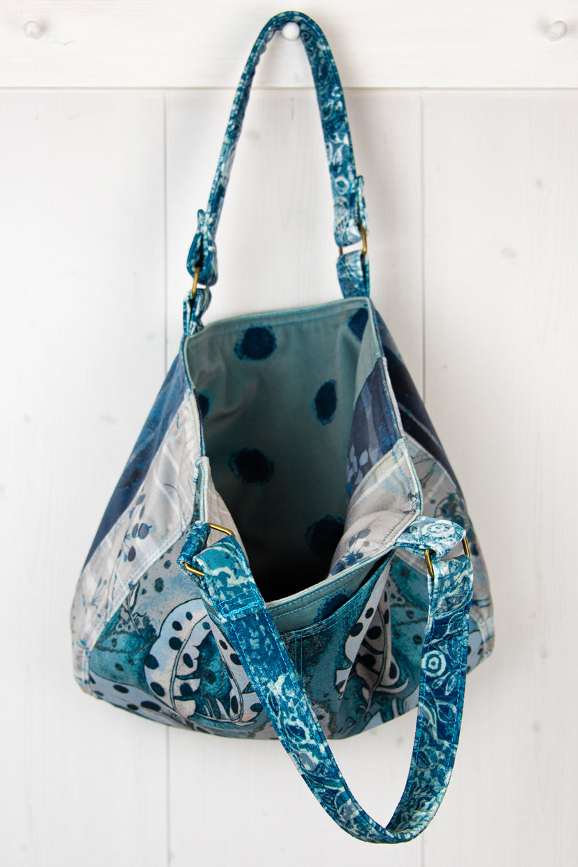 Mini Velvet Shopper: Blackbird In Blues